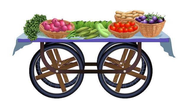 Vector rueda de carrito de verduras