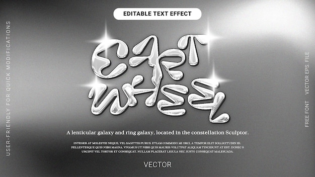 Rueda de efecto de texto editable premium en el vector de efecto de textura monocromática de fondo granulado moderno