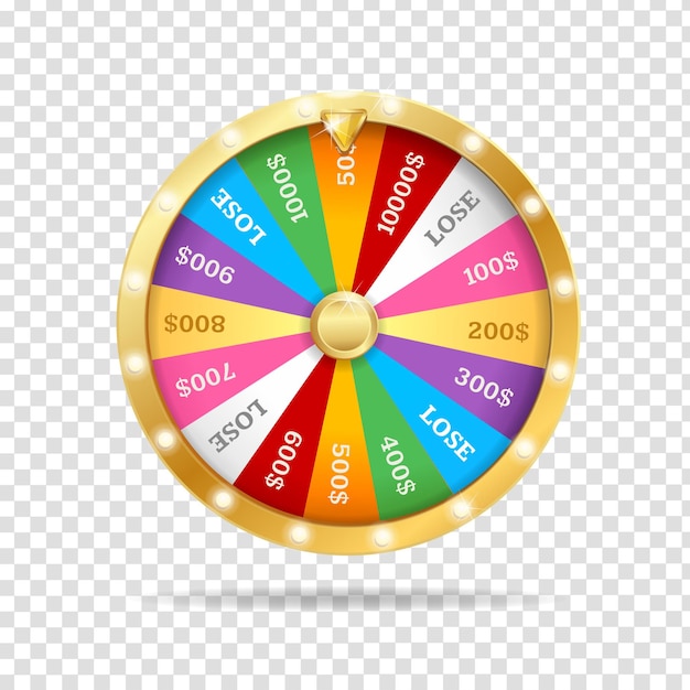 Rueda de la fortuna de casino detallada 3d realista y vector de mesa de lotería