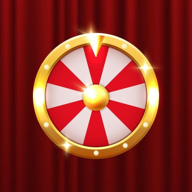 Rueda de la fortuna Clipart vectorial aislado en fondo de cortina roja