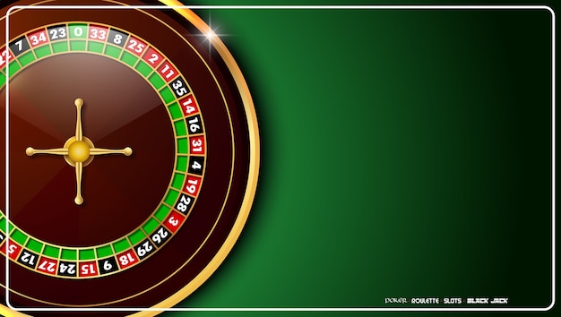 Rueda de ruleta del casino en la mesa de casino verde