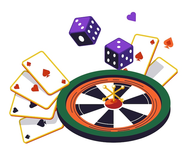 Rueda de ruleta y juego de cartas dados club de casino en línea