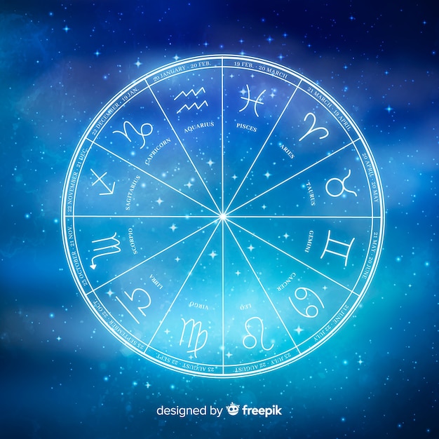 Rueda zodiaco sobre fondo de espacio