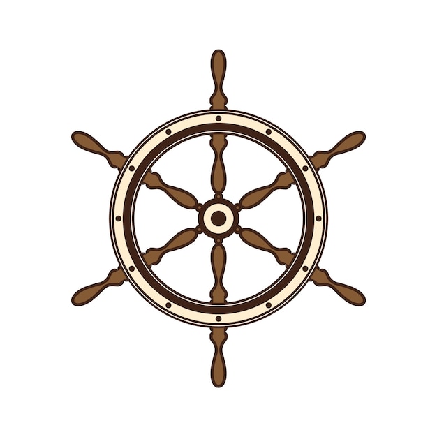 Ruedas de dirección vintage de madera barco velero o yate rueda retro símbolo del timón náutico icono marino