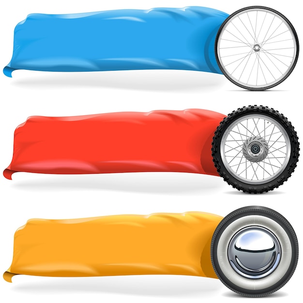 Ruedas vectoriales con Banner Set 2