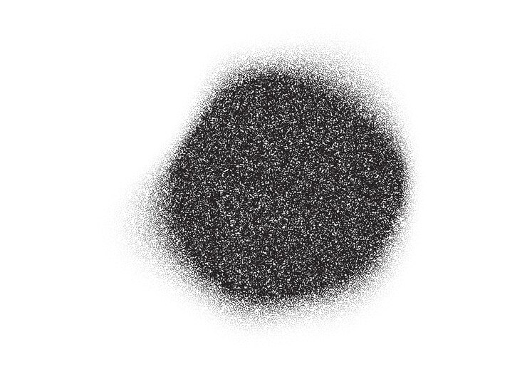 Vector ruido de grano puntos negros círculo semitono degradado redondo dotwork granulado vector abstracto ruido de grano mancha de aerosol o mancha con efecto de textura de punteado de grano