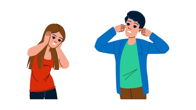 Ruido tapando los oídos vector