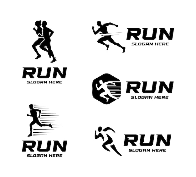running club logo design template vector set