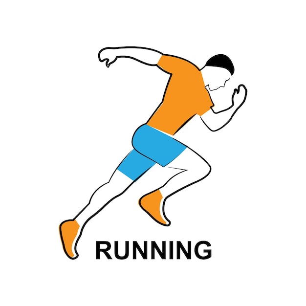 Running Man silueta Logo Marathon plantilla de logotipo club de carreras o club deportivo con plantilla de eslogan