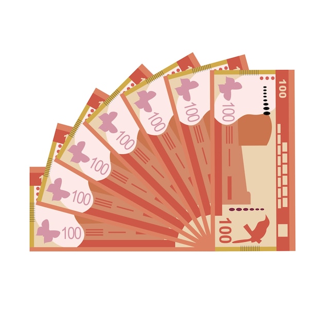 Vector rupia de sri lanka vector ilustración sri lanka conjunto de dinero paquete de billetes papel moneda 100 rs