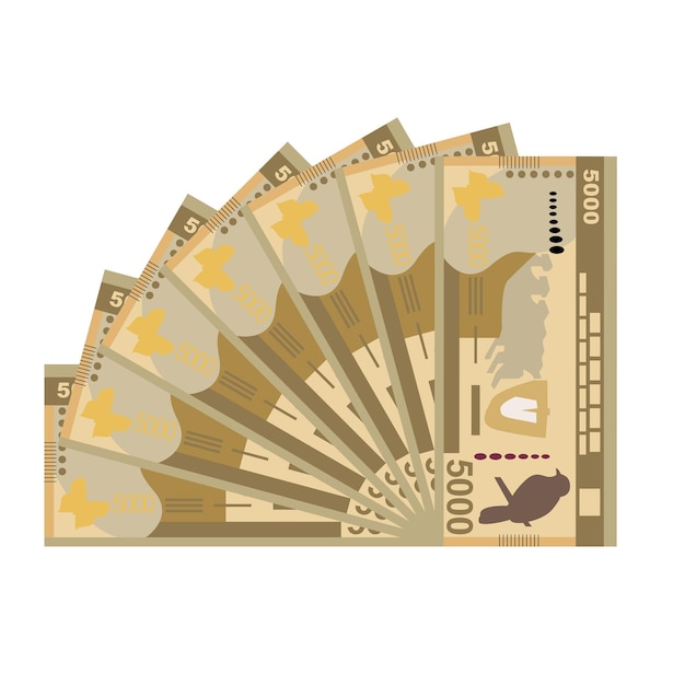 Rupia de Sri Lanka Vector Ilustración Sri Lanka conjunto de dinero paquete de billetes Papel moneda 5000 Rs