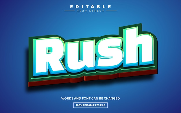 Rush 3d plantilla de efecto de texto editable