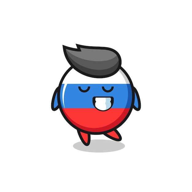 Rusia bandera insignia ilustración de dibujos animados con una expresión tímida