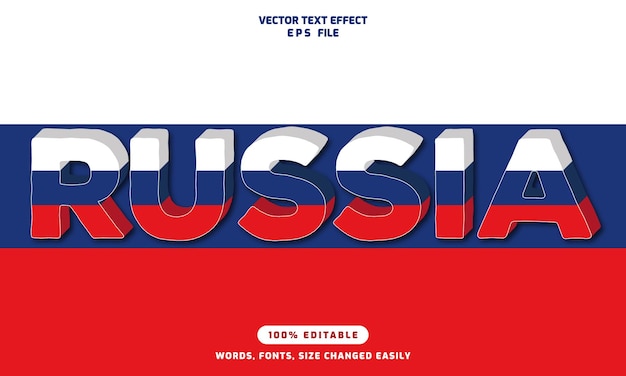 Rusia palabras editables 3d texto efectos plantilla elegante fuente vector ilustración