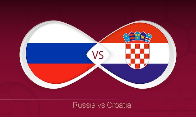 Rusia vs Croacia en la competición de fútbol, Grupo H. Versus icono sobre fondo de fútbol. Ilustración vectorial.
