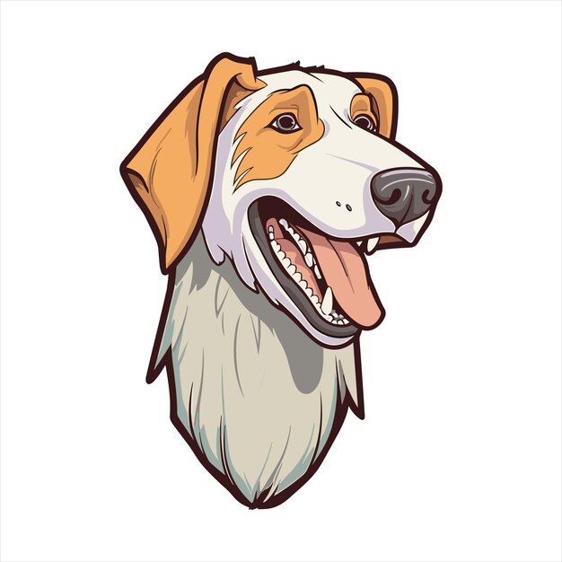 Ruso Wolfhound raza de perro lindo dibujo animado Kawaii personaje animal mascota ilustración de pegatina aislada