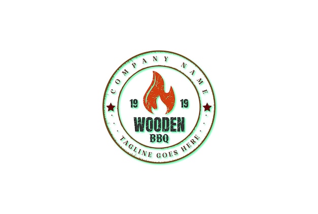 Rústico barbacoa barbacoa barbacoa grill sello diseño logo vector diseño