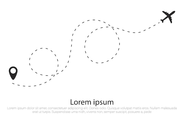 Ruta del avión en forma de línea punteada
