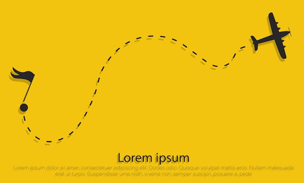 Ruta del avión en forma de línea de puntos.