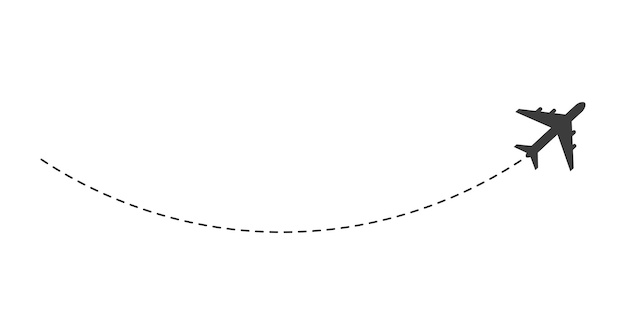Vector ruta de avión de línea discontinua