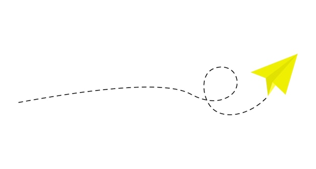 Ruta de avión de papel de línea discontinua