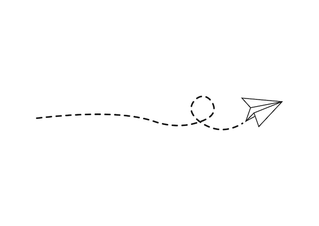 Ruta de avión de papel de línea discontinua