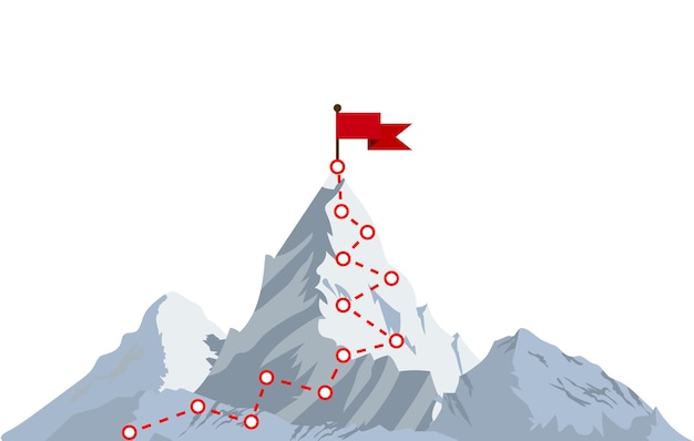 Ruta de escalada de montaña al pico