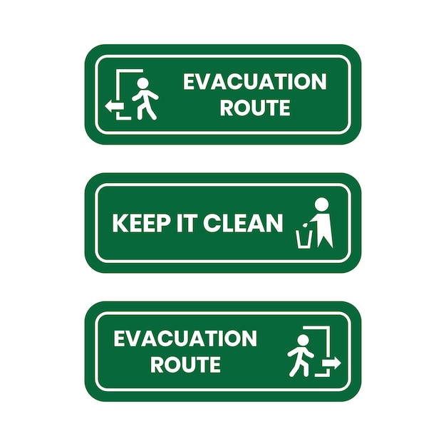 Ruta de evacuación y señales de limpieza