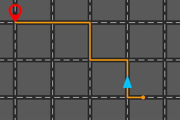 Vector ruta de ubicación a ubicación ondulada