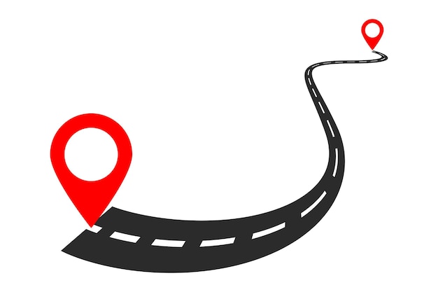 Ruta de ubicación a ubicación ondulada