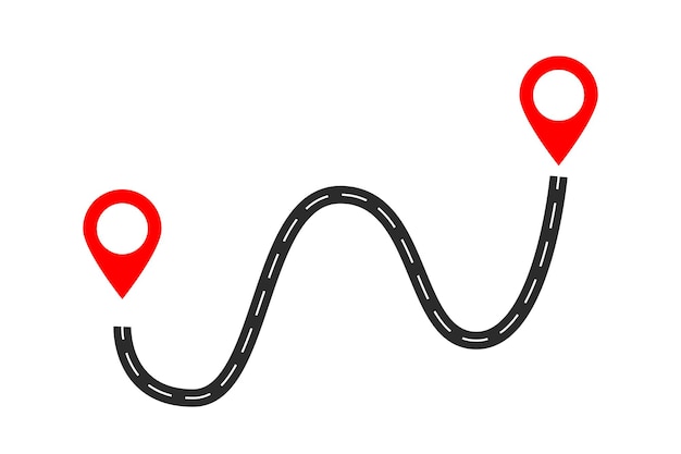 Ruta de ubicación a ubicación ondulada