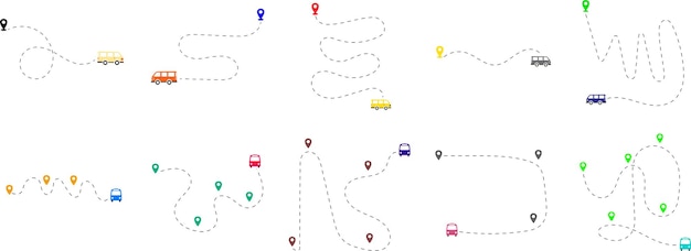 Vector ruta de viaje en autobús