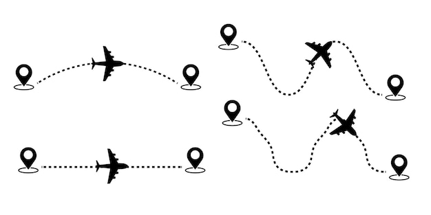 Rutas de avión Ruta de avión Seguimiento de aviones Ruta de vuelo de avión con seguimiento de línea