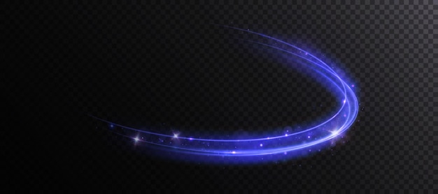 Rutas de luz azul brillante en un fondo oscuro