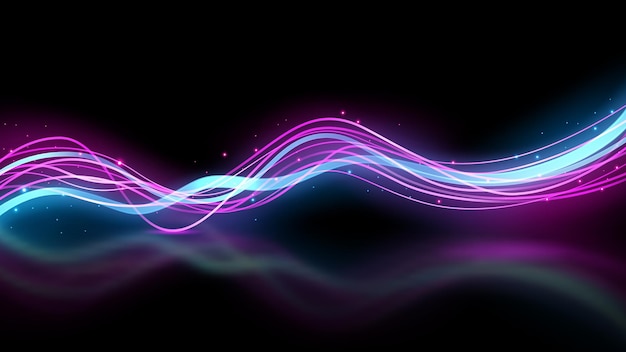 Rutas de luz azul y rosa Exposición de largo tiempo Ilustración vectorial del efecto de desenfocamiento del movimiento