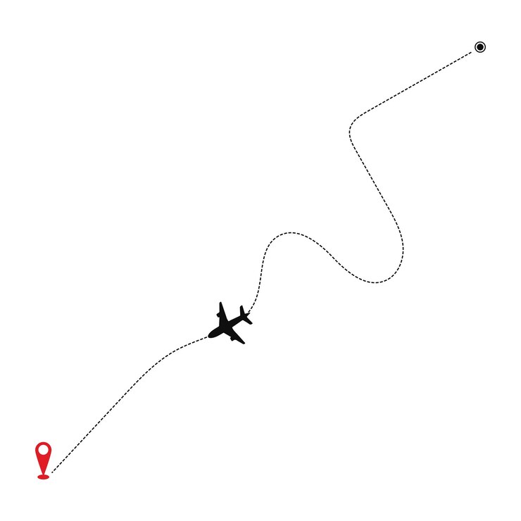 Vector rutas de viaje en avión