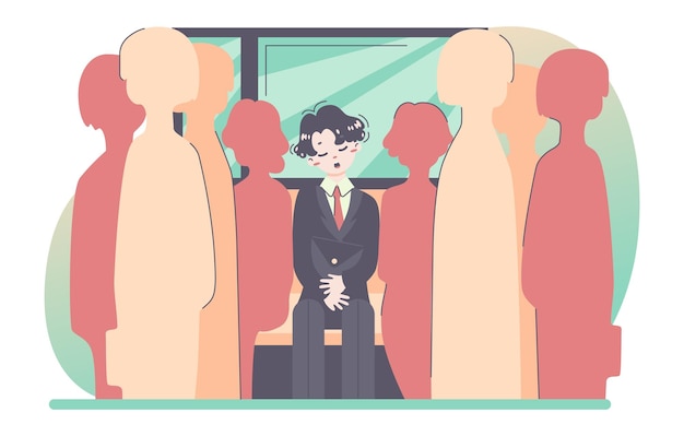 La rutina diaria de un hombre asiático empleado japonés durmiendo en el tren