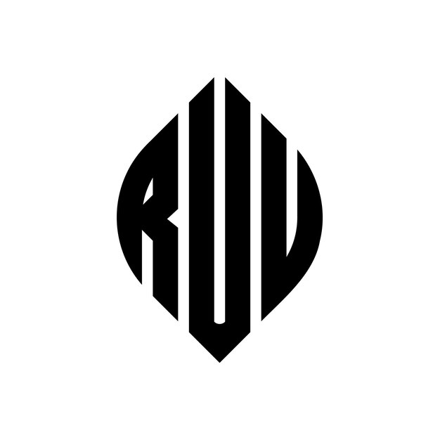 RUU diseño de logotipo de letra de círculo con forma de círculo y elipse RUU letras de elipse con estilo tipográfico Las tres iniciales forman un logotipo de círculo RUU Círculo Emblema Monograma Abstracto Carta Marca Vector