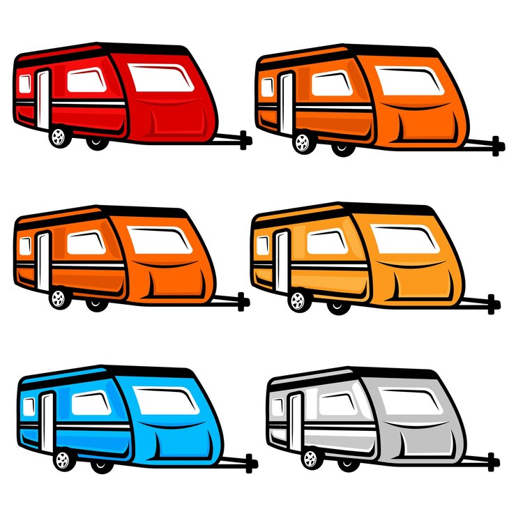 Vector rv caravan caravan logo caravan silhouette caravan camper trailer ilustración logo vector