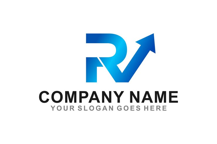 Vector rv logotipo inicial empresa comercio comercio consultoría forma de flecha