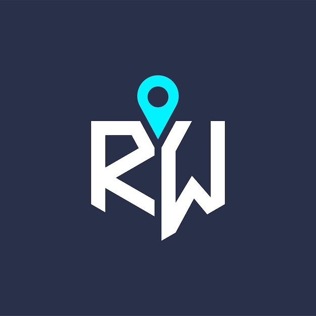 RW Diseño de logotipo de ubicación para reclutamiento y navegación Letra Icono vectorial de logotipo RW
