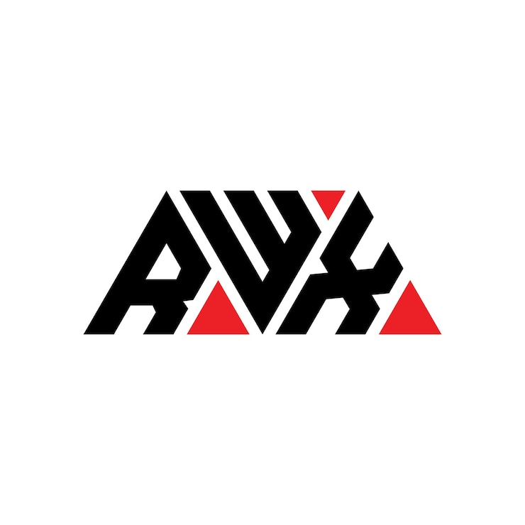 Vector rwx diseño de logotipo de letra triangular con forma de triángulo rwx logotipo de diseño triangular monograma rwx triángulo vectorial plantilla de logotipo con color rojo logotipo triangular rwx simple elegante y lujoso logotipo rwx