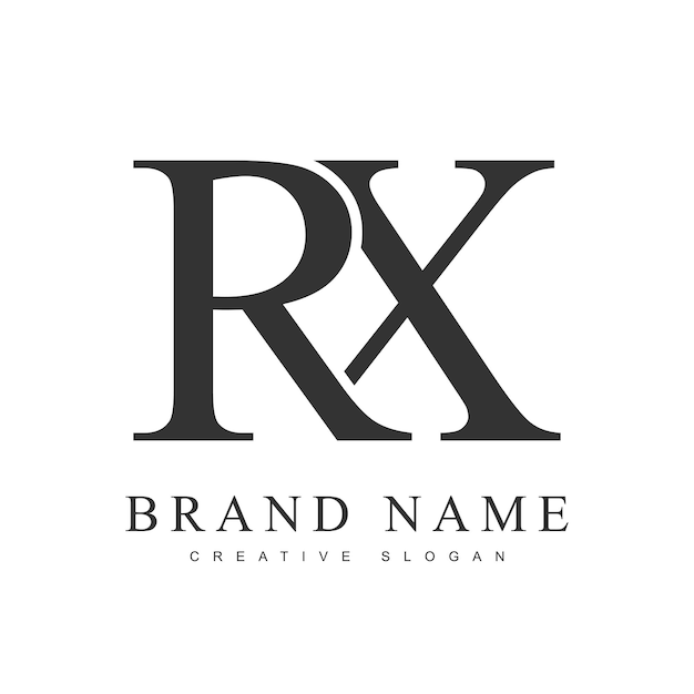 RX plantilla de logotipo de moda Letra inicial r y x estilo de fuente clásico Logotipo creativo para el nombre o la identidad de la empresa