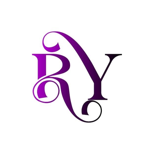 RY abstract creativo alfabeto moderno letra mínima inicial símbolo de negocio icono logotipo vectorial