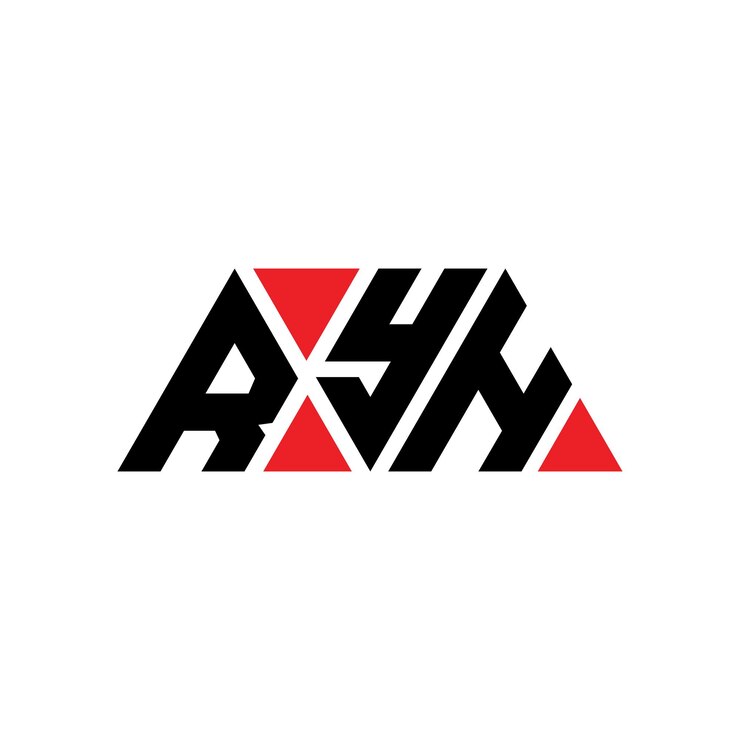 Vector ryh triángulo letra diseño de logotipo con forma de triángulo ryh logotipo triángulo diseño monograma ryh modelo de logotipo vectorial triángulo con color rojo ryh logotipo triangular simple elegante y lujoso logotipo ryh