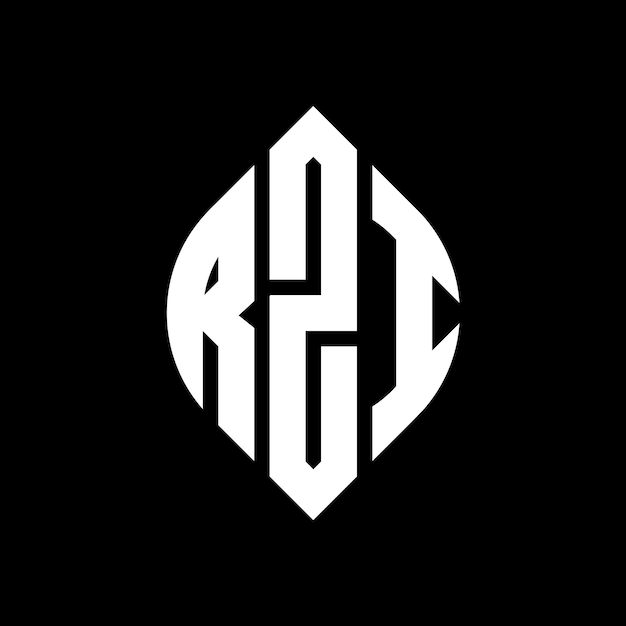 RZI diseño de logotipo de letra de círculo con forma de círculo y elipse RZI letras de elipse con estilo tipográfico Las tres iniciales forman un logotipo de círculo RZI emblema de círculo Monograma abstracto letra marca vector