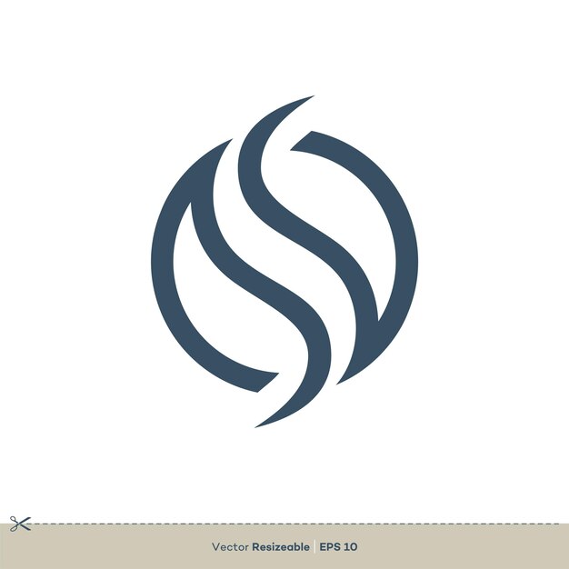 S Carta Yin Yang Logo Plantilla Ilustración Diseño Vector EPS 10