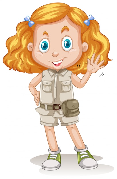 S Cute Girl Scout en el fondo blanco