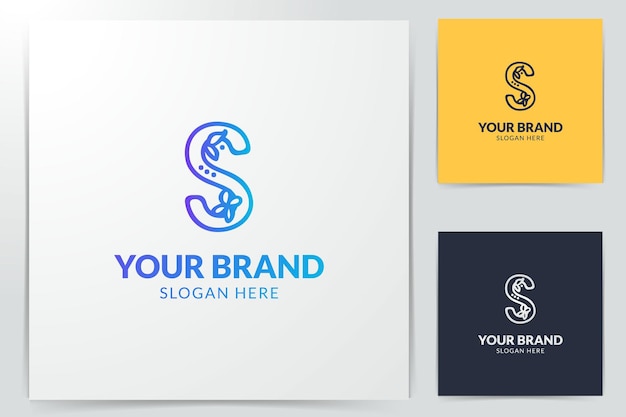 S letra natural floral elegante estilo de gradiente decorativo plantilla de diseño de logotipo para la identidad corporativa de marca