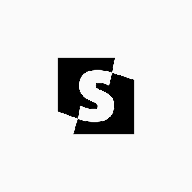 S Letter Lettermark Square Initial Negative Space Logo Vector Icono Ilustración